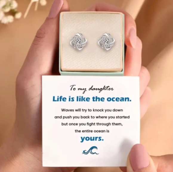 Zirconia Knotted Stud Earrings - Picture 1 of 1